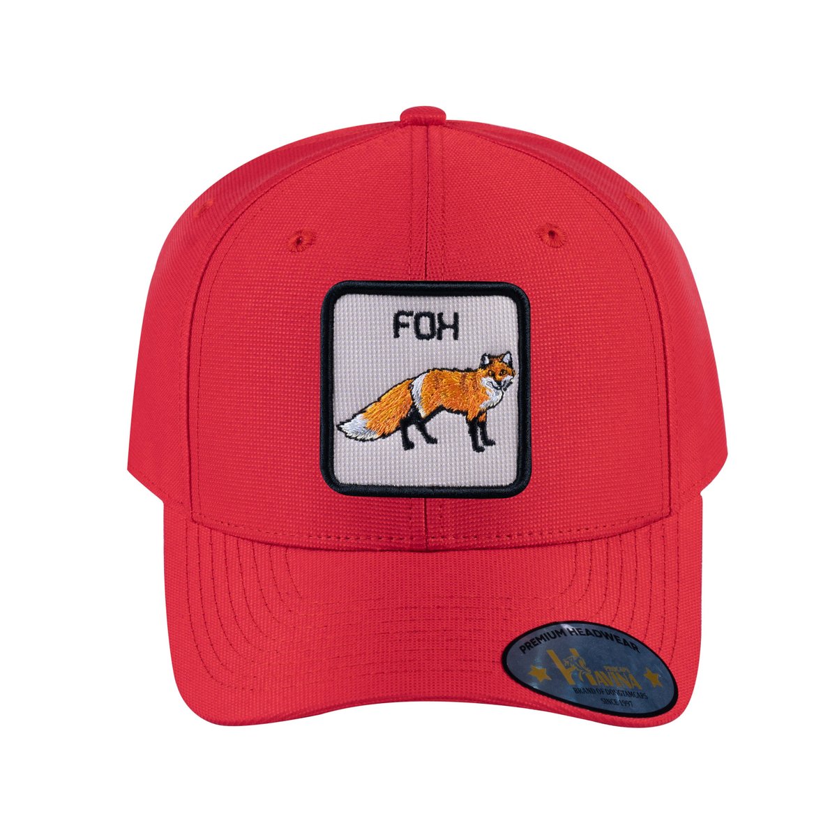Unisex V2 Embroidered The Fox, 6-Panel Baseball Cap, Red/Red, Adjustable Fit