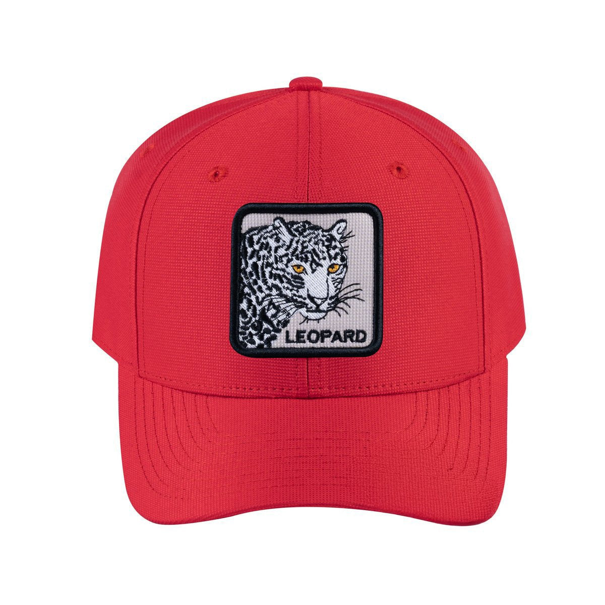 Unisex V2 Embroidered The Leopard, 6-Panel Baseball Cap, Red/Red, Adjustable Fit
