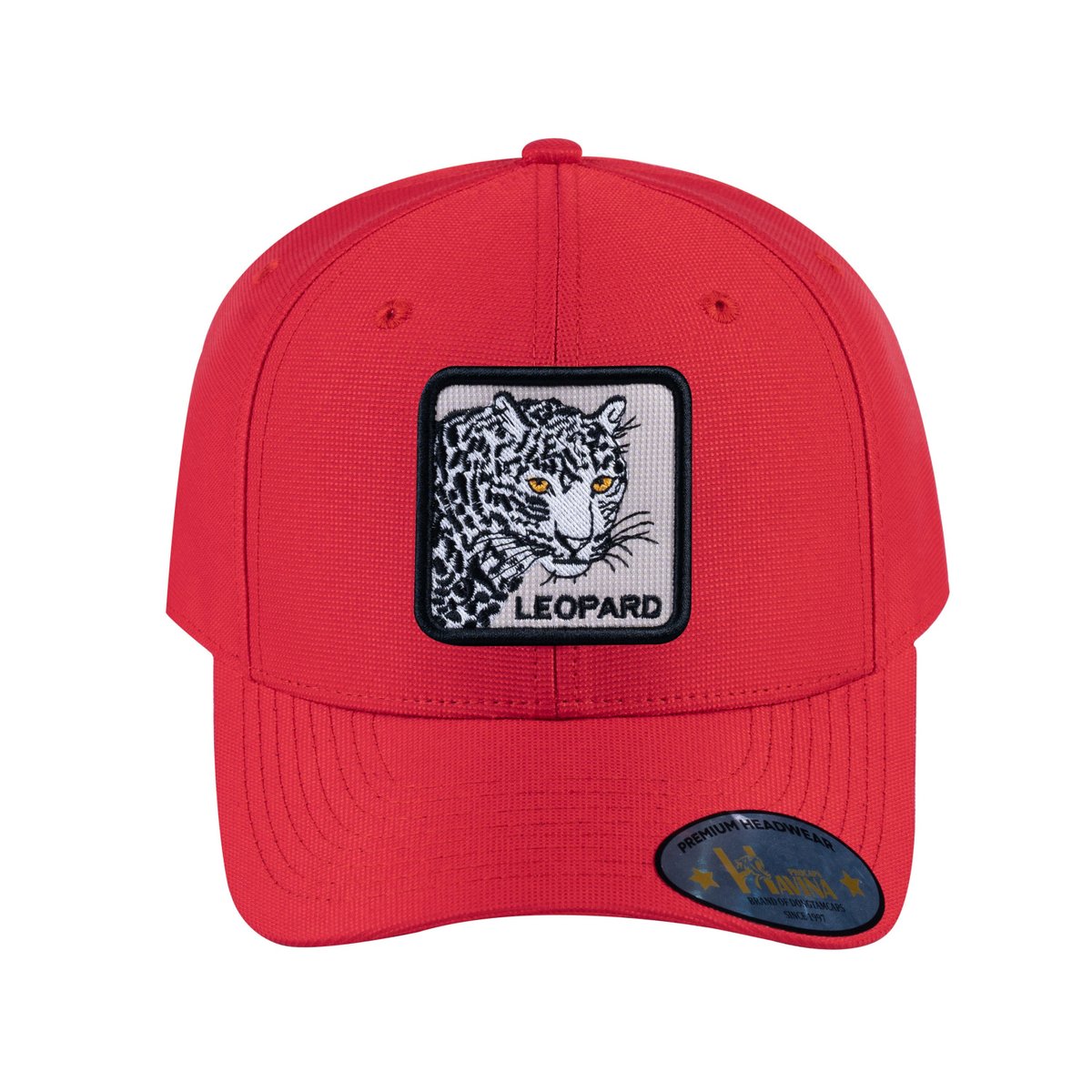 Unisex V2 Embroidered The Leopard, 6-Panel Baseball Cap, Red/Red, Adjustable Fit