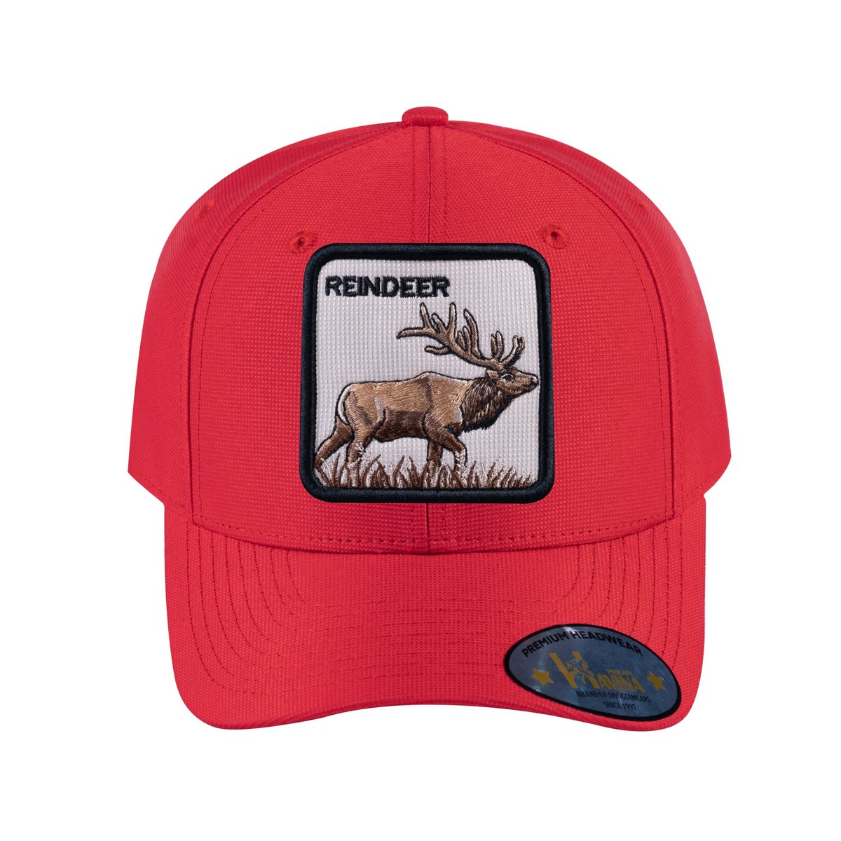 Unisex V2 Embroidered The Reindeer, 6-Panel Baseball Cap, Red/Red, Adjustable Fit