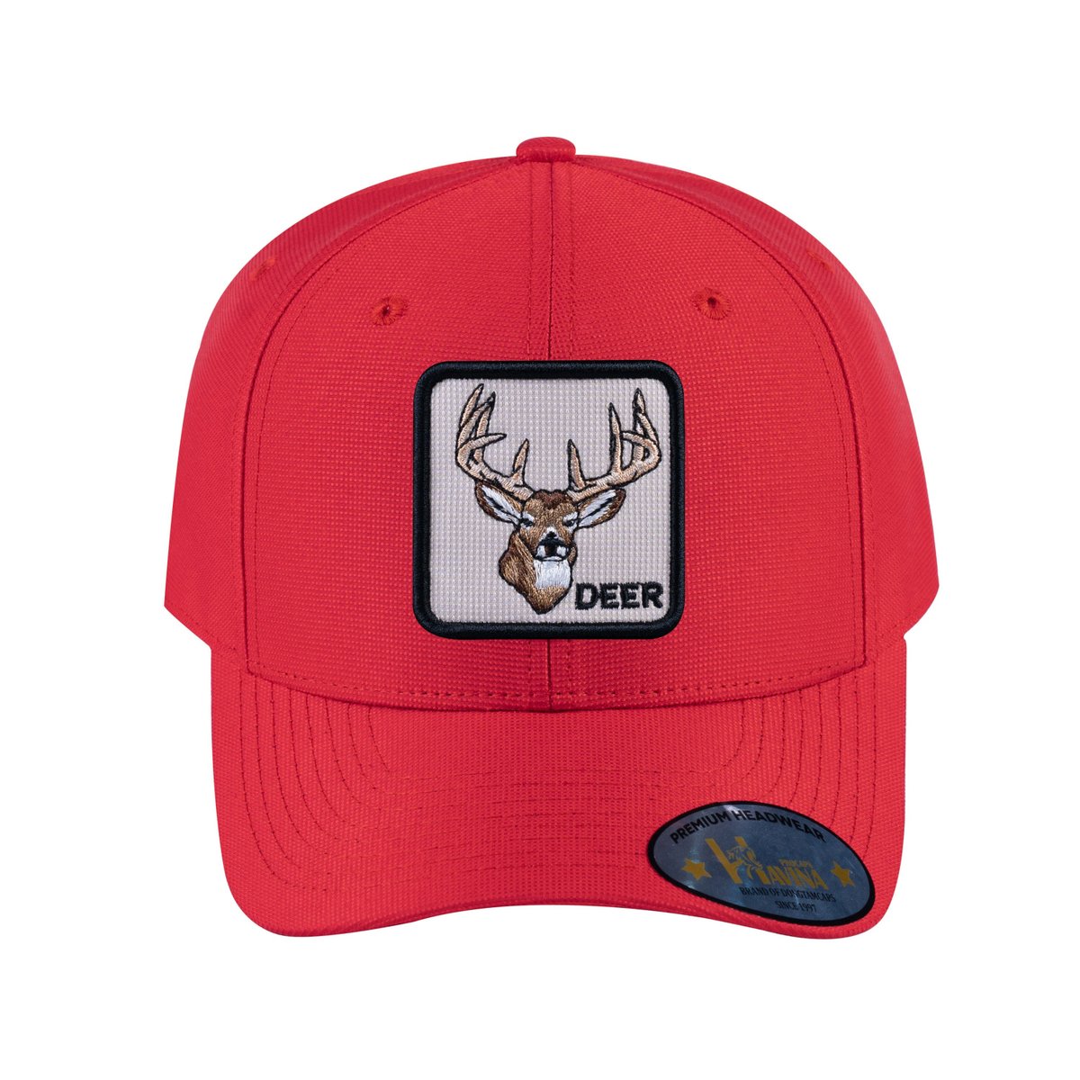 Unisex V2 Embroidered The Deer, 6-Panel Baseball Cap, Red/Red, Adjustable Fit