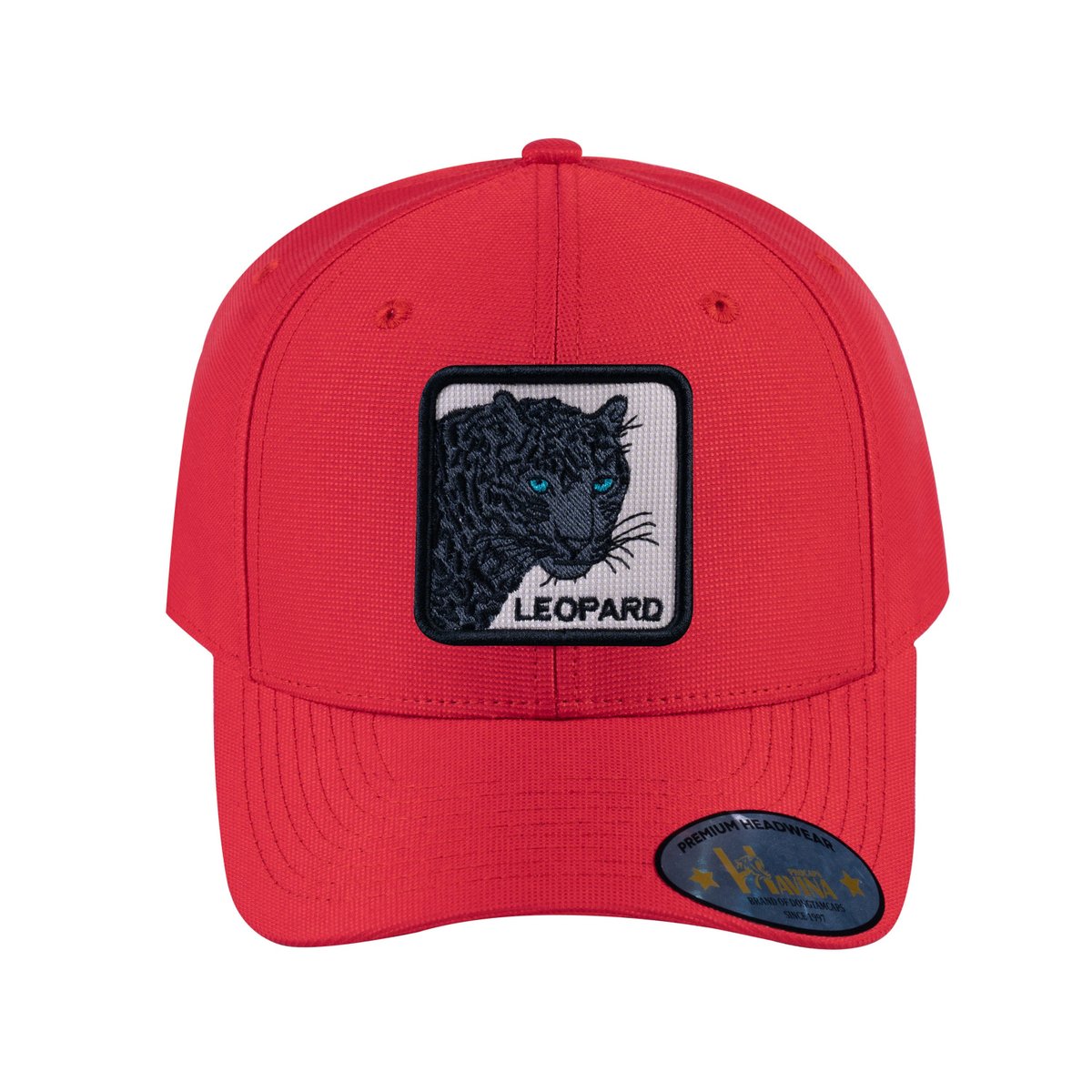 Unisex V2 Embroidered The Leopard V2, 6-Panel Baseball Cap, Red/Red, Adjustable Fit