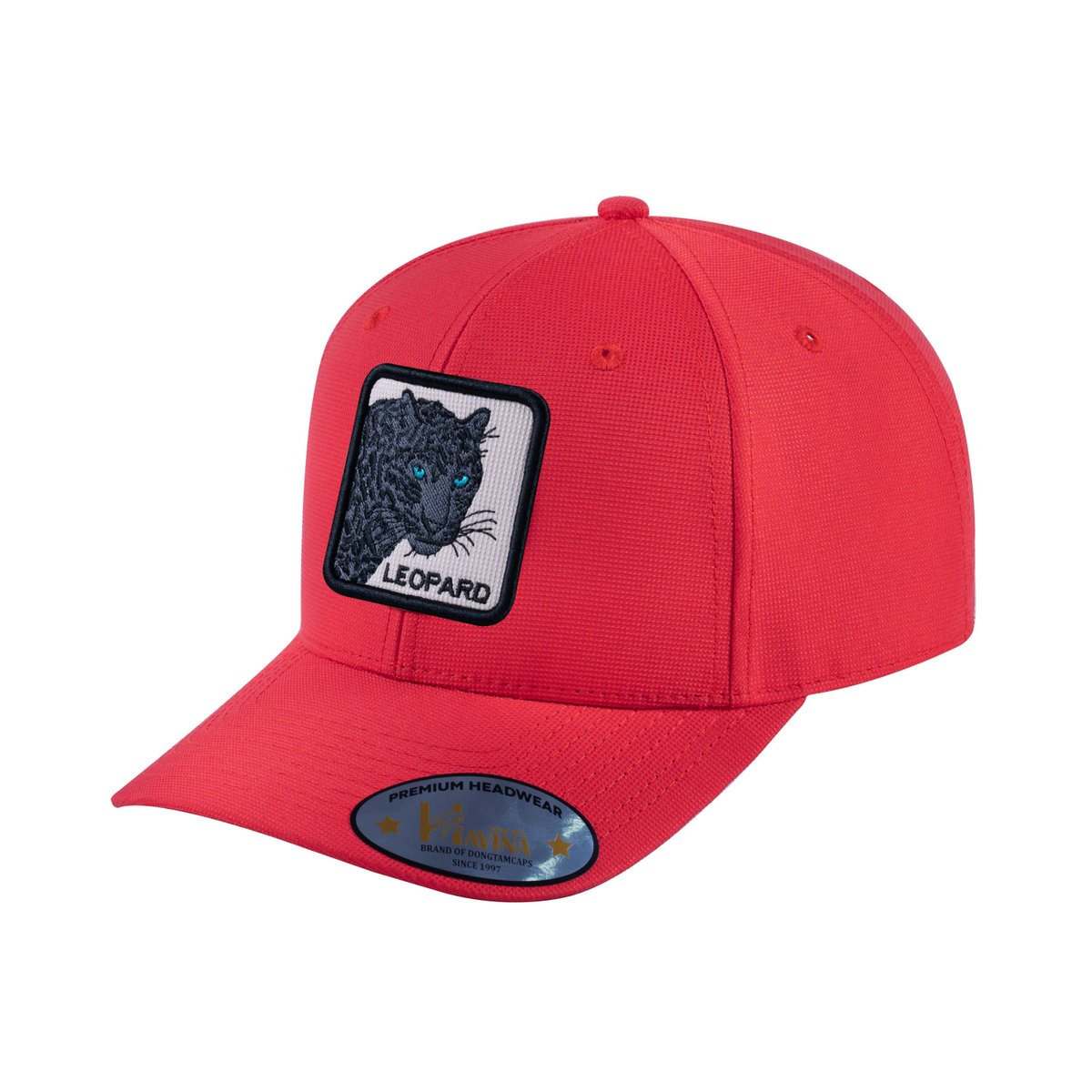 Unisex V2 Embroidered The Leopard V2, 6-Panel Baseball Cap, Red/Red, Adjustable Fit
