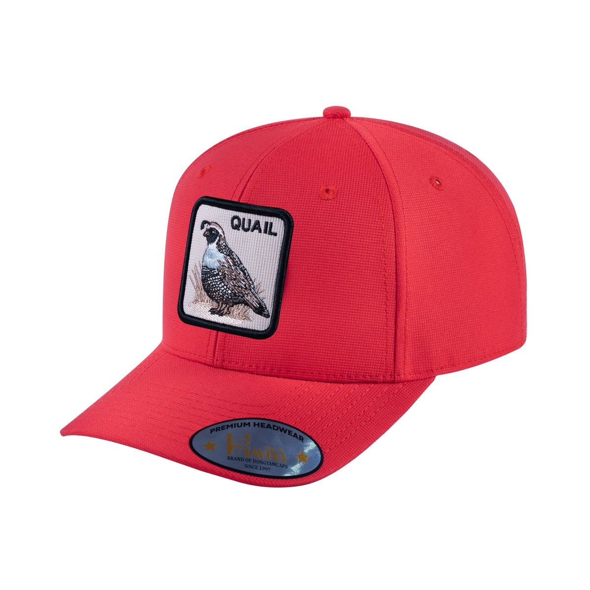 Unisex V2 Embroidered The Quail, 6-Panel Baseball Cap, Red/Red, Adjustable Fit