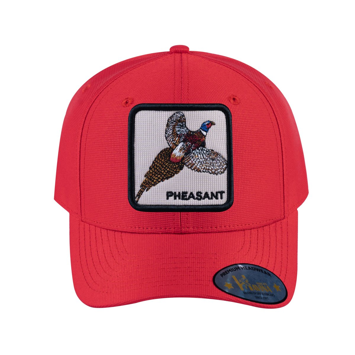 Unisex V2 Embroidered The Pheasant, 6-Panel Baseball Cap, Red/Red, Adjustable Fit