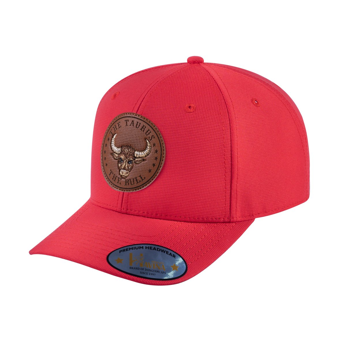 Unisex V2 Embroidered And Laser-Engraved Taurus Zodiac (April 20, May 20), 6-Panel Baseball Cap, Red/Red, Adjustable Fit