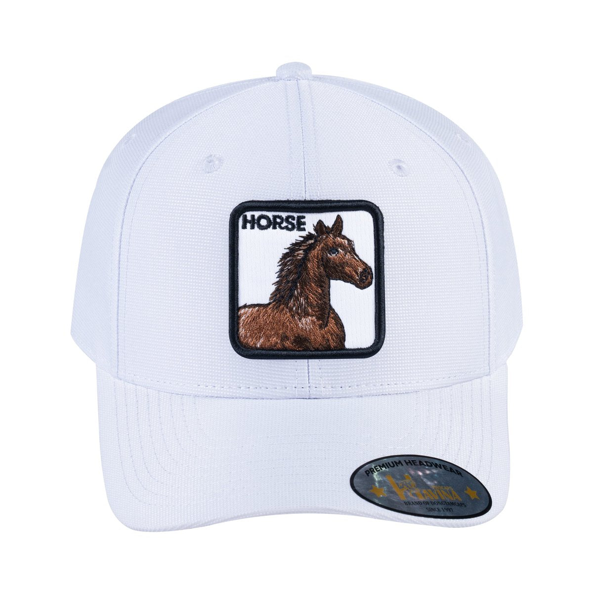 Unisex V2 Embroidered The Horse, 6-Panel Baseball Cap, White/White, Adjustable Fit