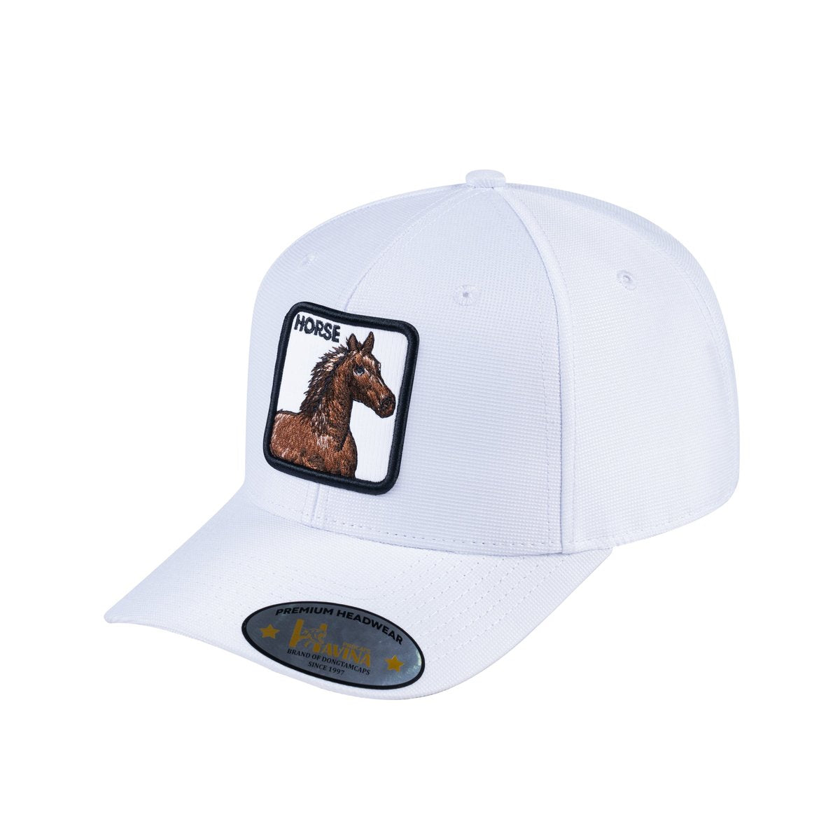 Unisex V2 Embroidered The Horse, 6-Panel Baseball Cap, White/White, Adjustable Fit