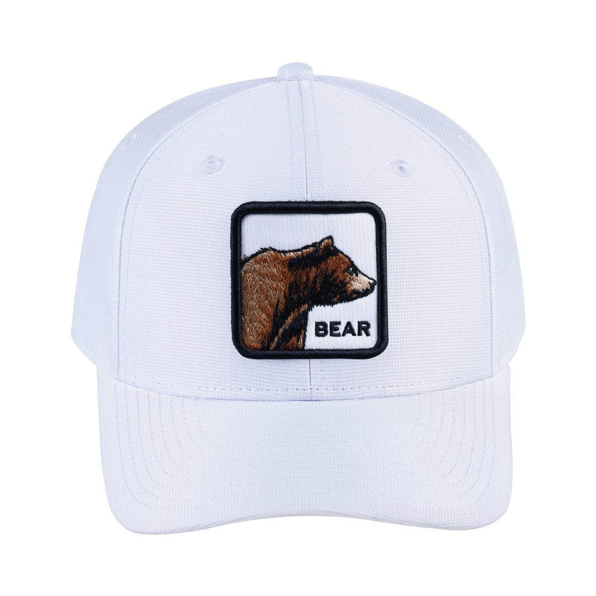 Unisex V2 Embroidered The Bear, 6-Panel Baseball Cap, White/White, Adjustable Fit