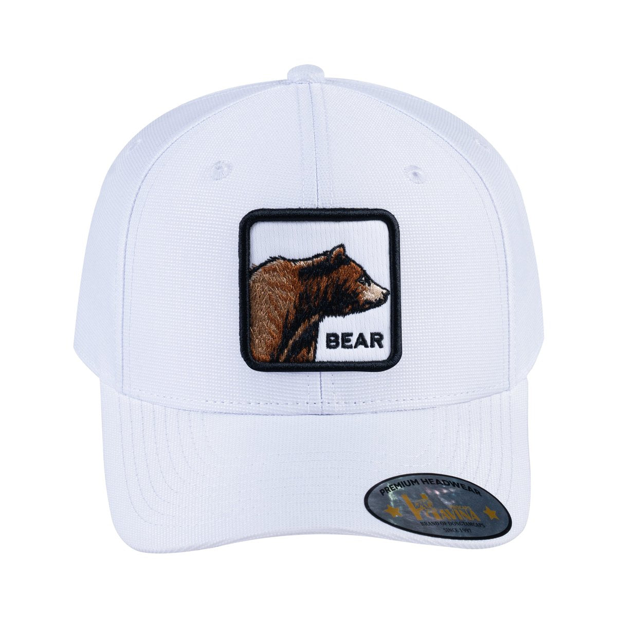 Unisex V2 Embroidered The Bear, 6-Panel Baseball Cap, White/White, Adjustable Fit