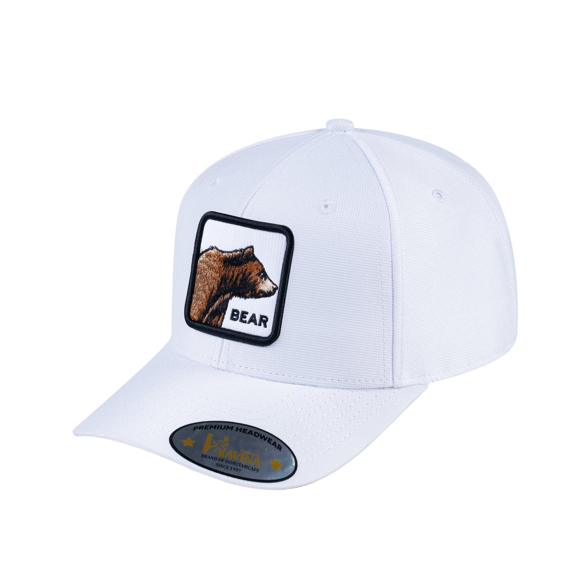 Unisex V2 Embroidered The Bear, 6-Panel Baseball Cap, White/White, Adjustable Fit
