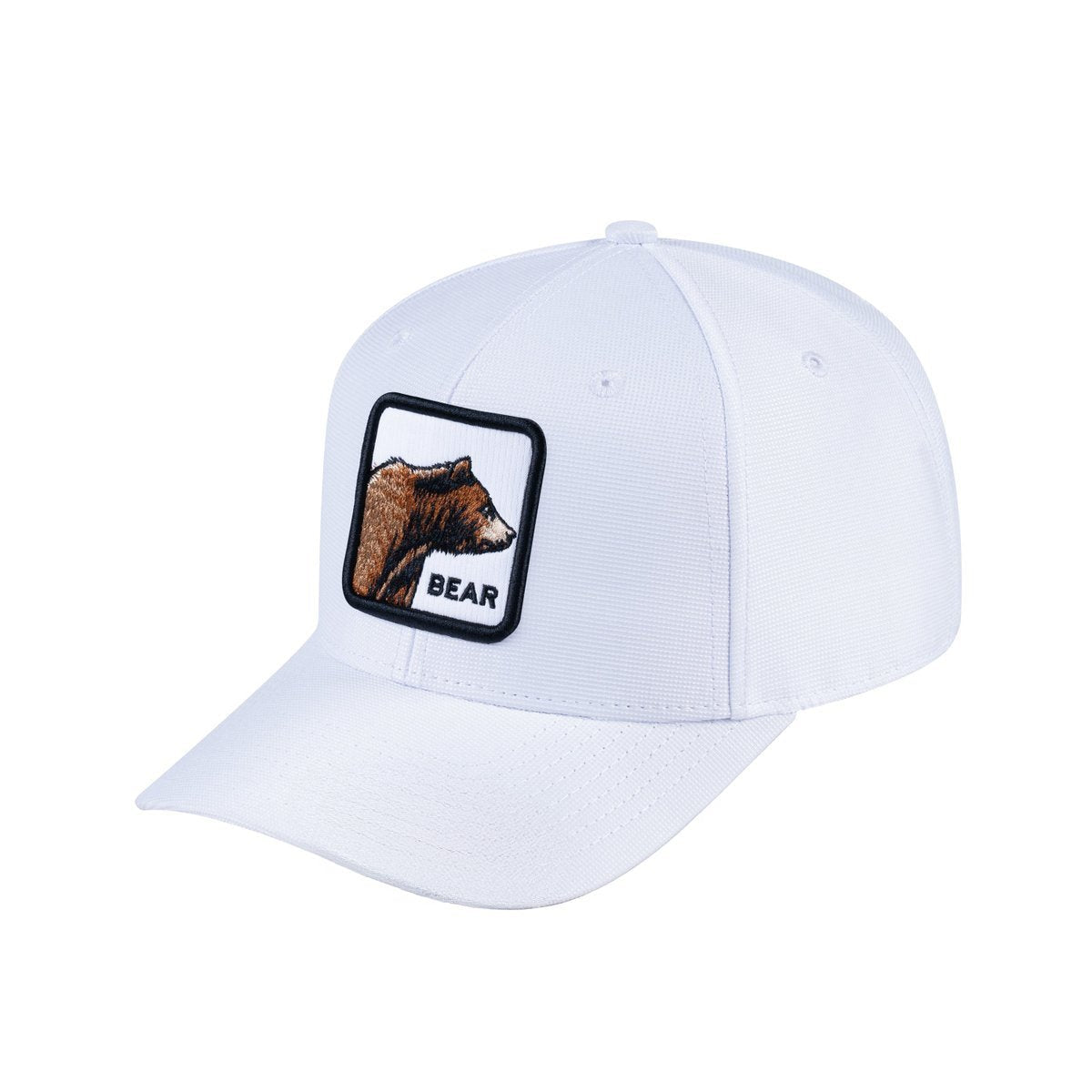 Unisex V2 Embroidered The Bear, 6-Panel Baseball Cap, White/White, Adjustable Fit