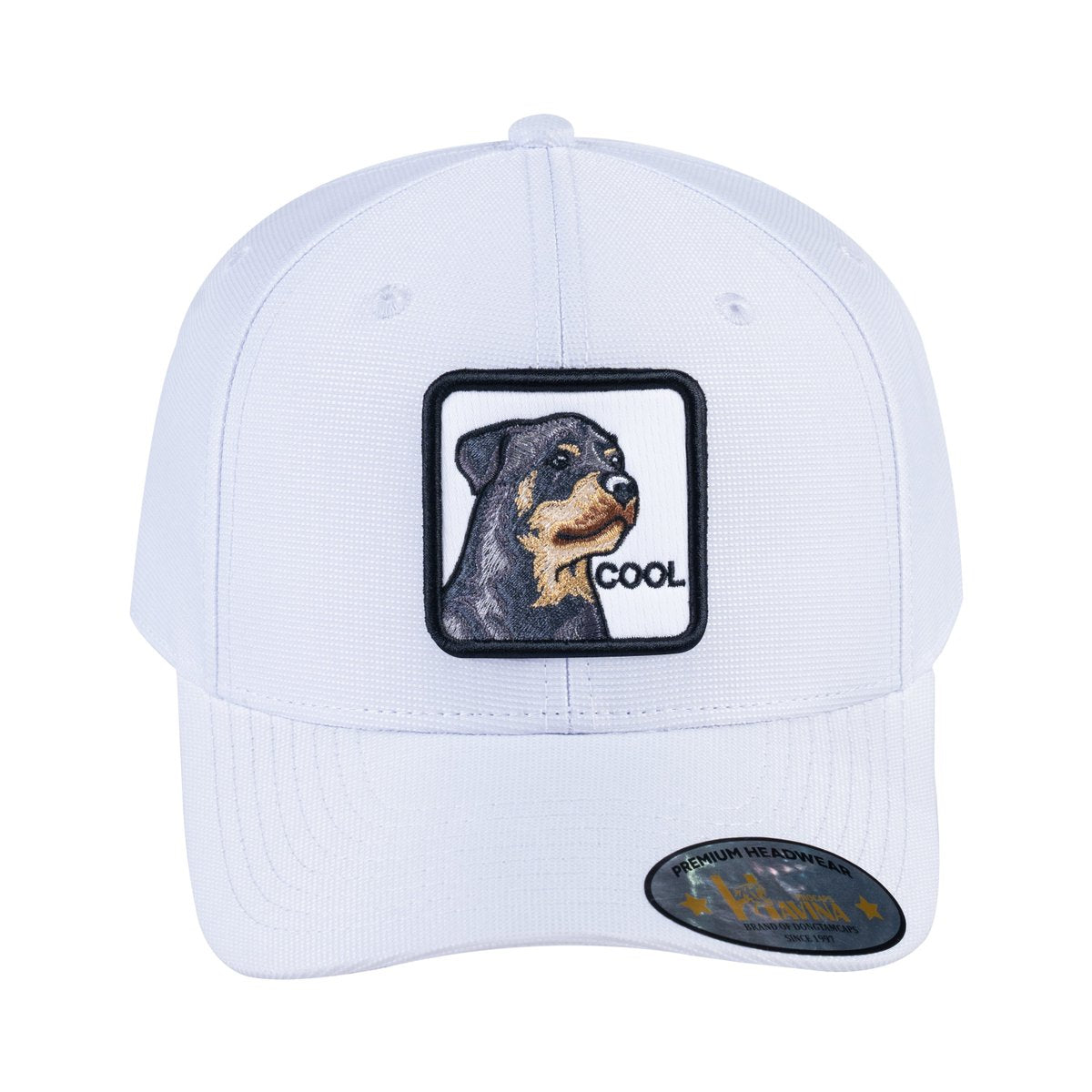 Unisex V2 Embroidered The Dog, 6-Panel Baseball Cap, White/White, Adjustable Fit