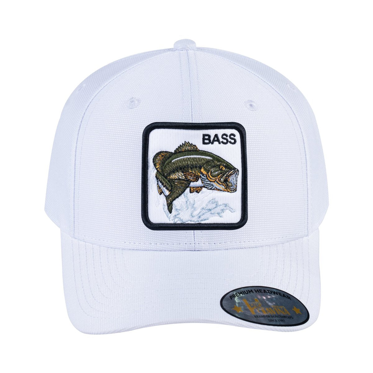 Unisex V2 Embroidered The Bass, 6-Panel Baseball Cap, White/White, Adjustable Fit