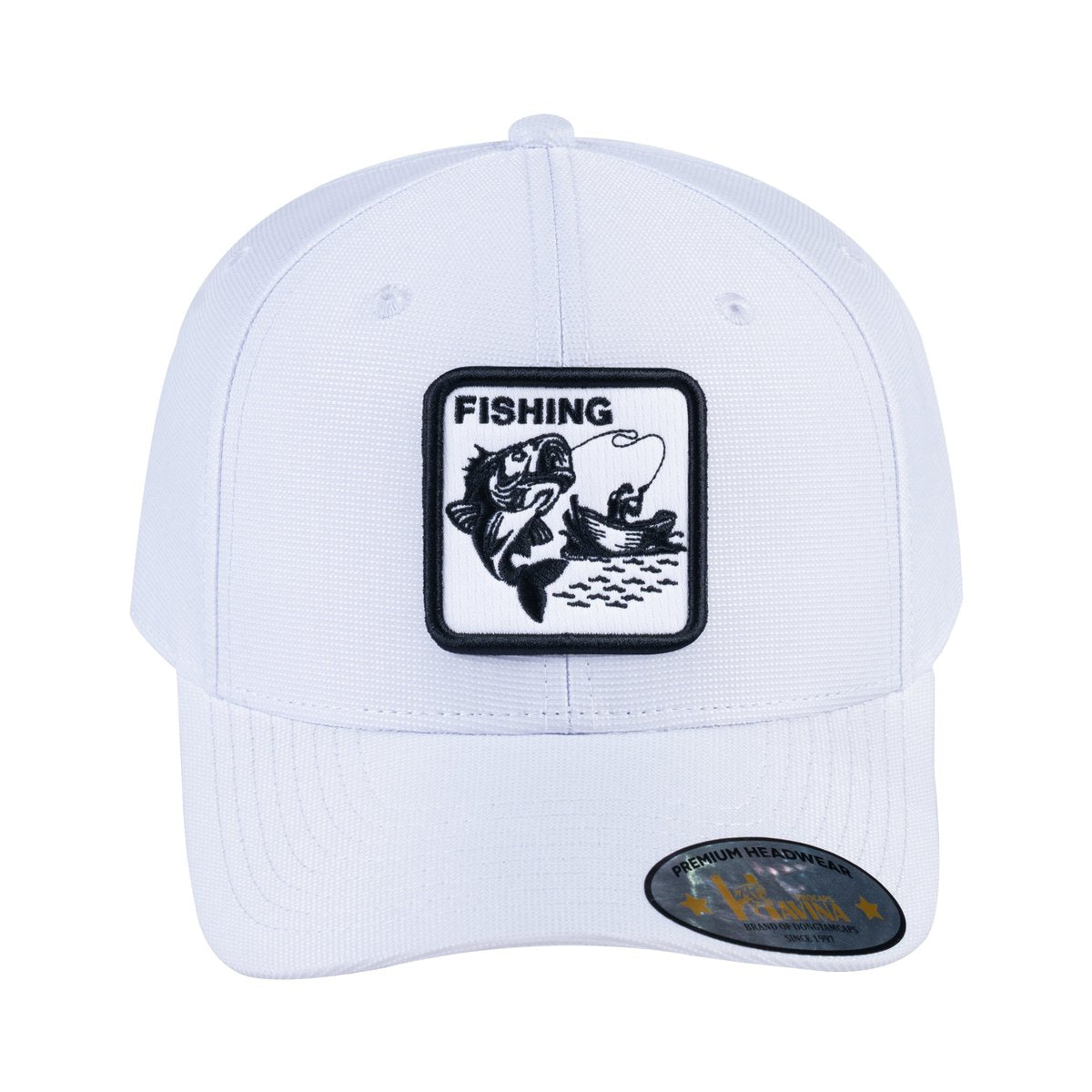 Unisex V2 Embroidered The Fishing, 6-Panel Baseball Cap, White/White, Adjustable Fit