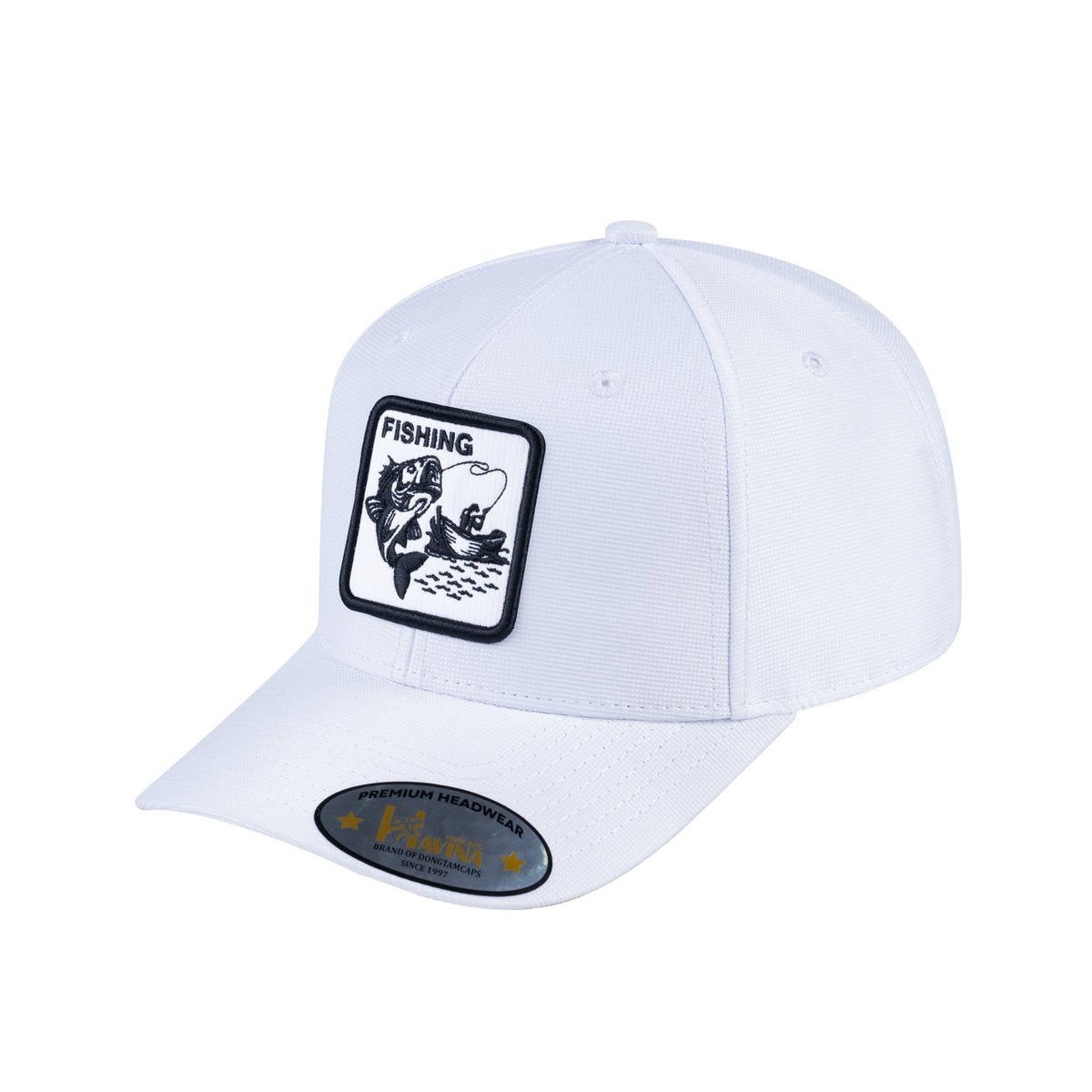 Unisex V2 Embroidered The Fishing, 6-Panel Baseball Cap, White/White, Adjustable Fit