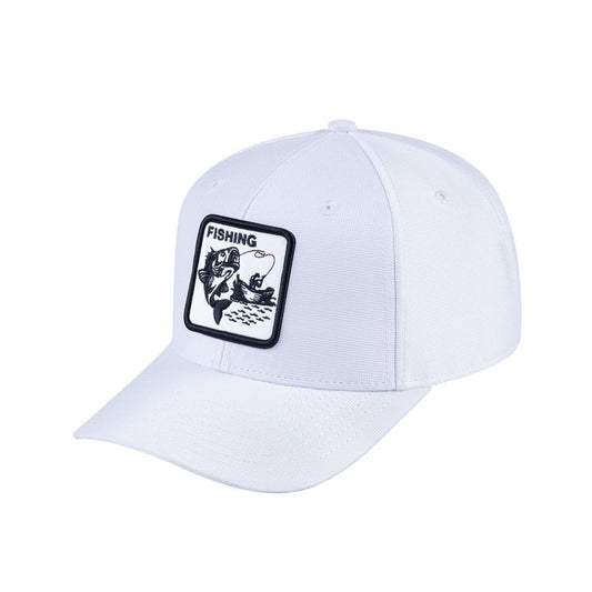 Fishing V2 6-Panel Baseball Cap with White front and White back