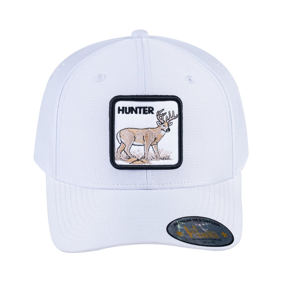 Unisex V2 Embroidered The Hunter, 6-Panel Baseball Cap, White/White, Adjustable Fit