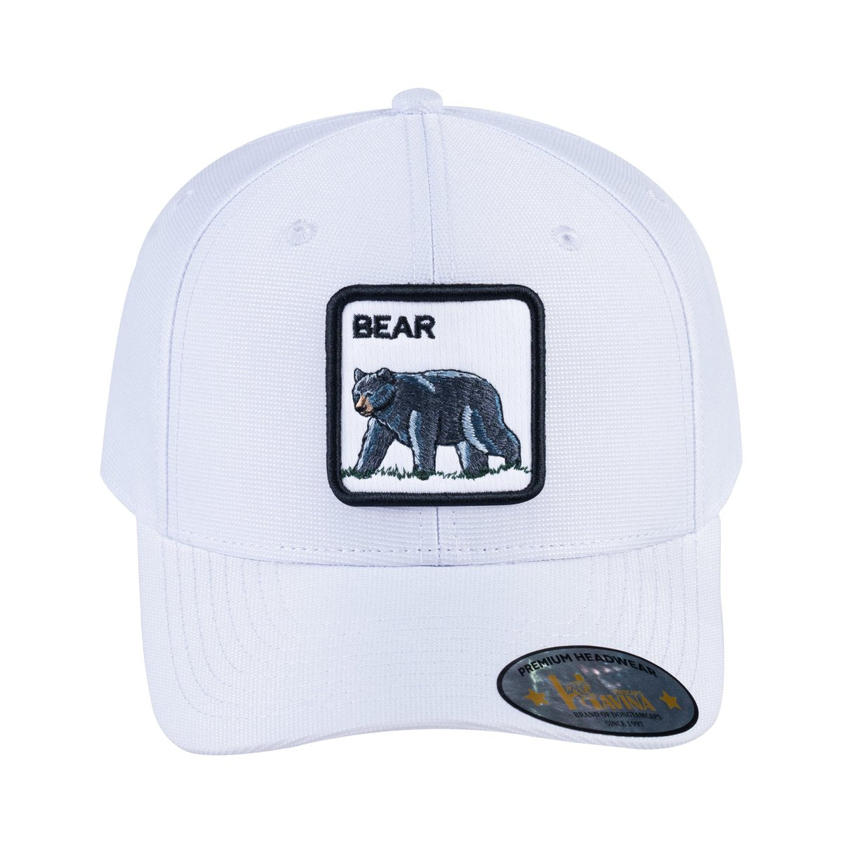 Unisex V2 Embroidered The Bear V2, 6-Panel Baseball Cap, White/White, Adjustable Fit