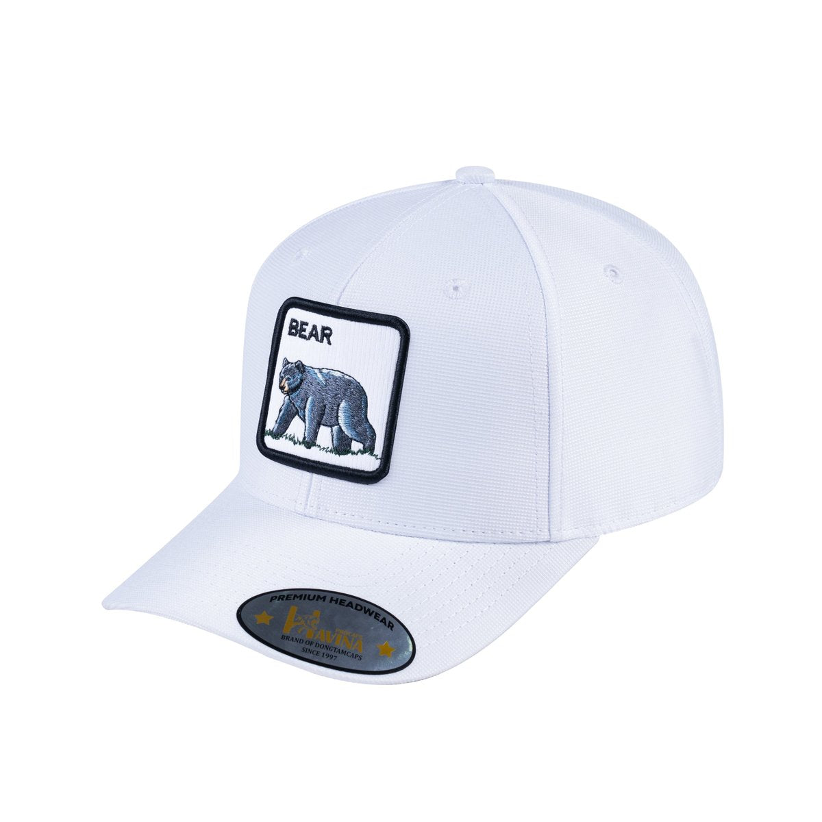 Unisex V2 Embroidered The Bear V2, 6-Panel Baseball Cap, White/White, Adjustable Fit