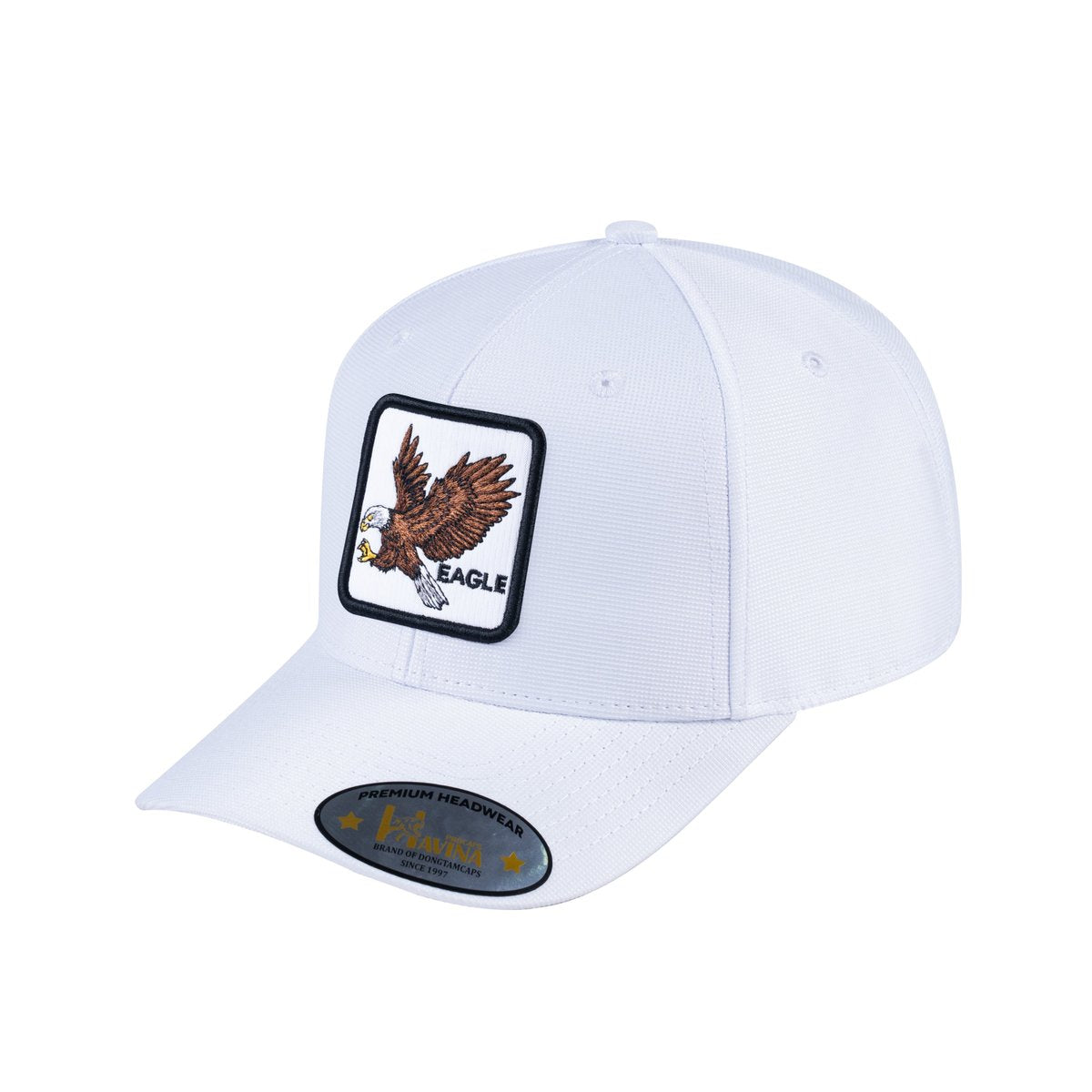 Unisex V2 Embroidered The Eagle, 6-Panel Baseball Cap, White/White, Adjustable Fit