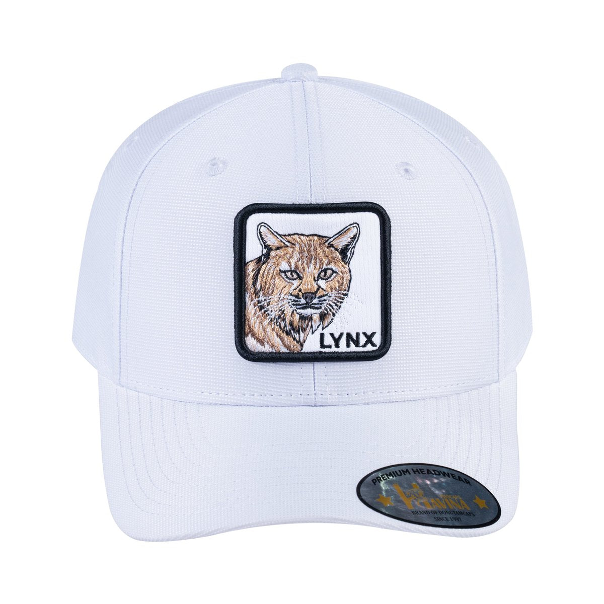 Unisex V2 Embroidered The Lynx, 6-Panel Baseball Cap, White/White, Adjustable Fit