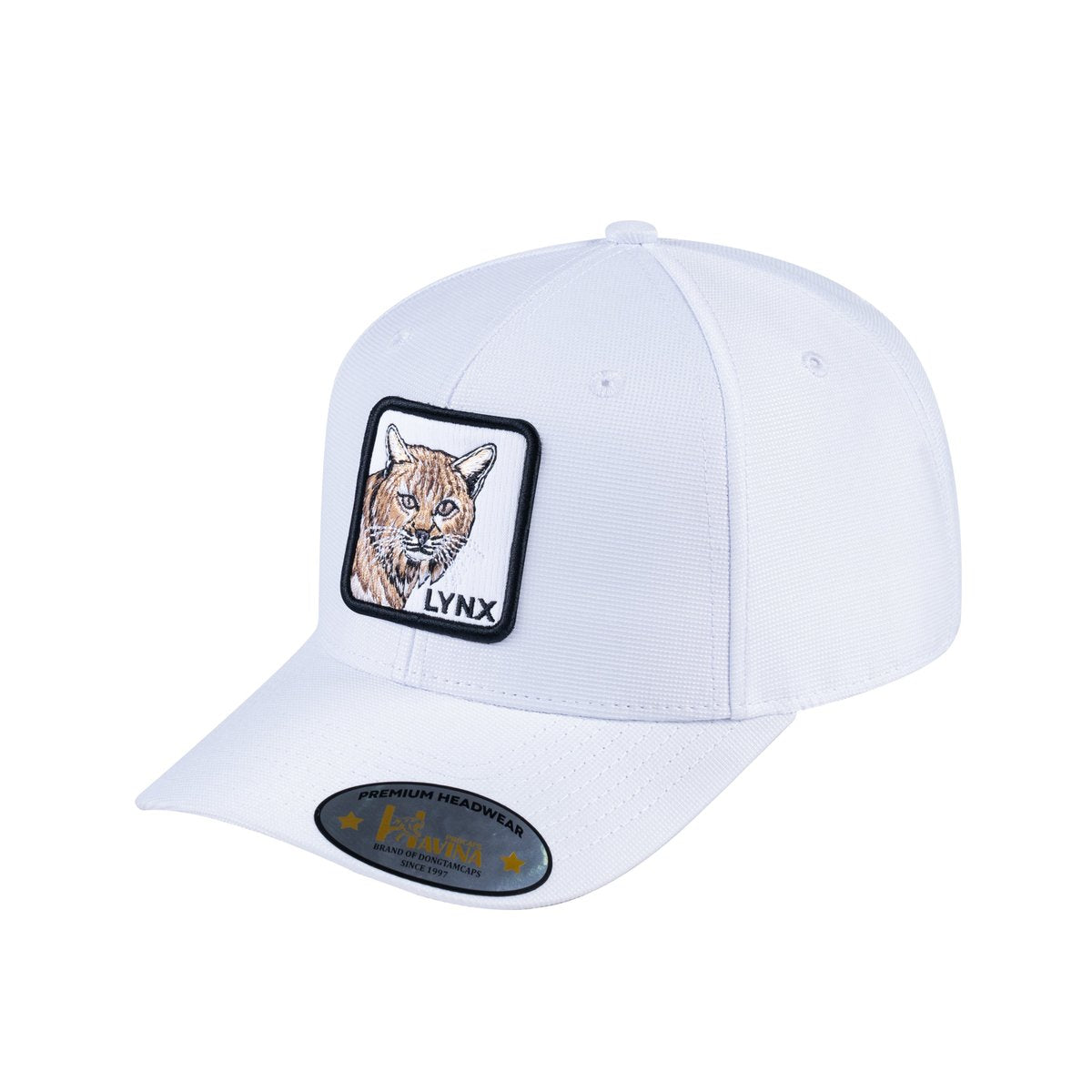 Unisex V2 Embroidered The Lynx, 6-Panel Baseball Cap, White/White, Adjustable Fit