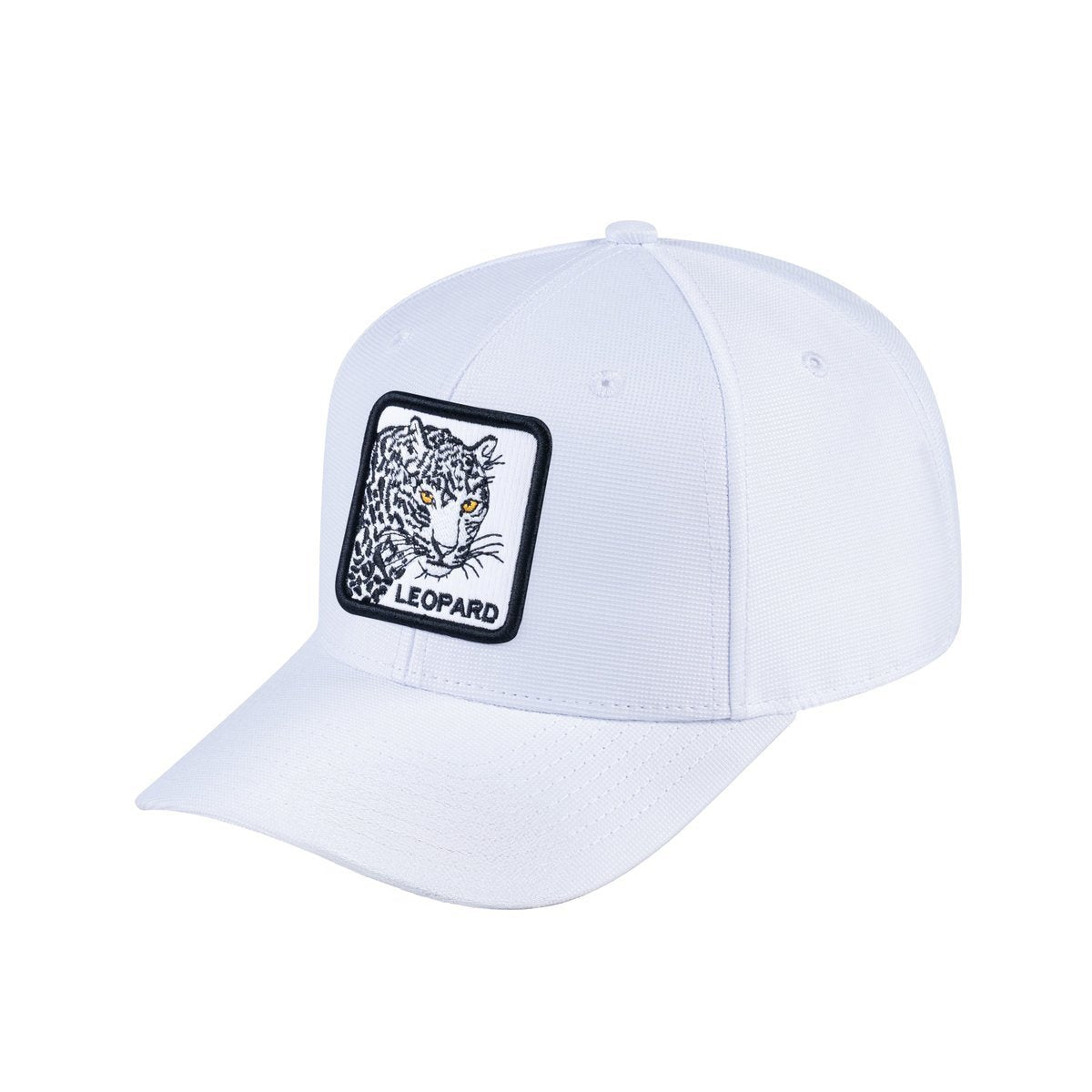 Unisex V2 Embroidered The Leopard, 6-Panel Baseball Cap, White/White, Adjustable Fit