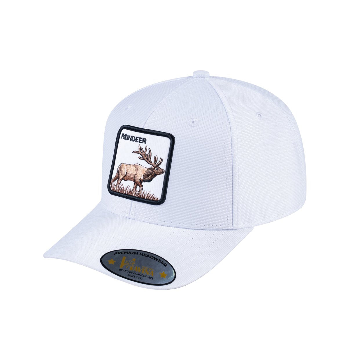 Unisex V2 Embroidered The Reindeer, 6-Panel Baseball Cap, White/White, Adjustable Fit