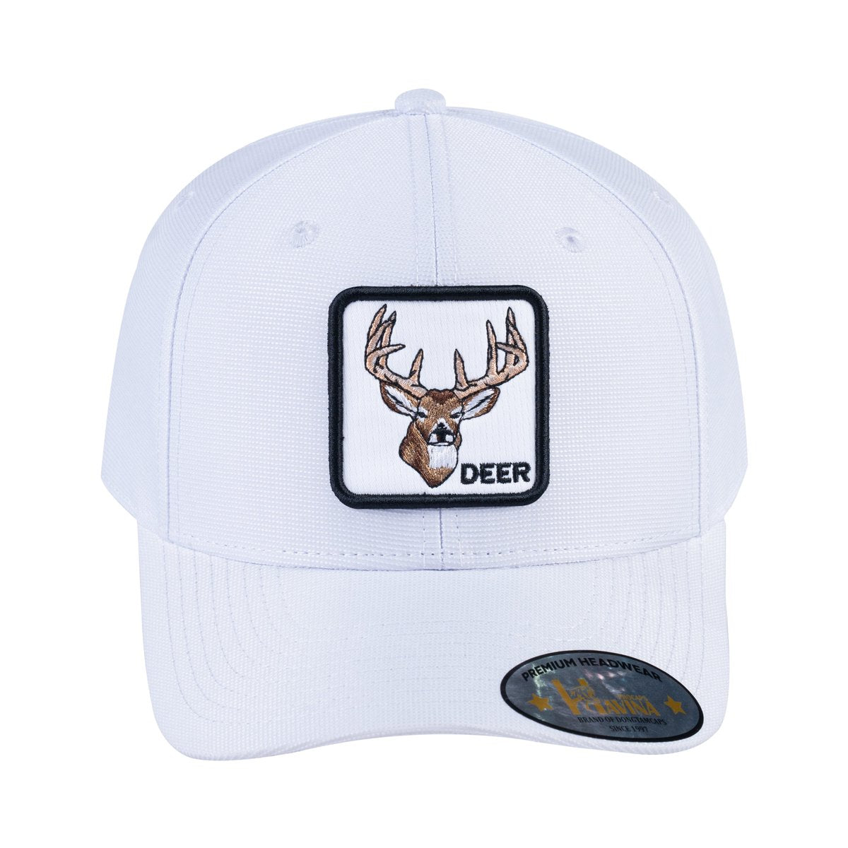 Unisex V2 Embroidered The Deer, 6-Panel Baseball Cap, White/White, Adjustable Fit