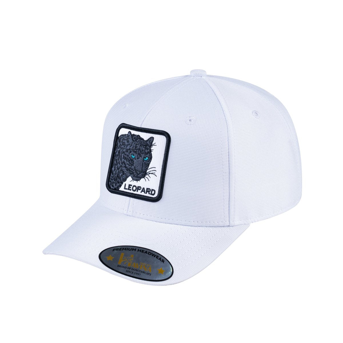 Unisex V2 Embroidered The Leopard V2, 6-Panel Baseball Cap, White/White, Adjustable Fit