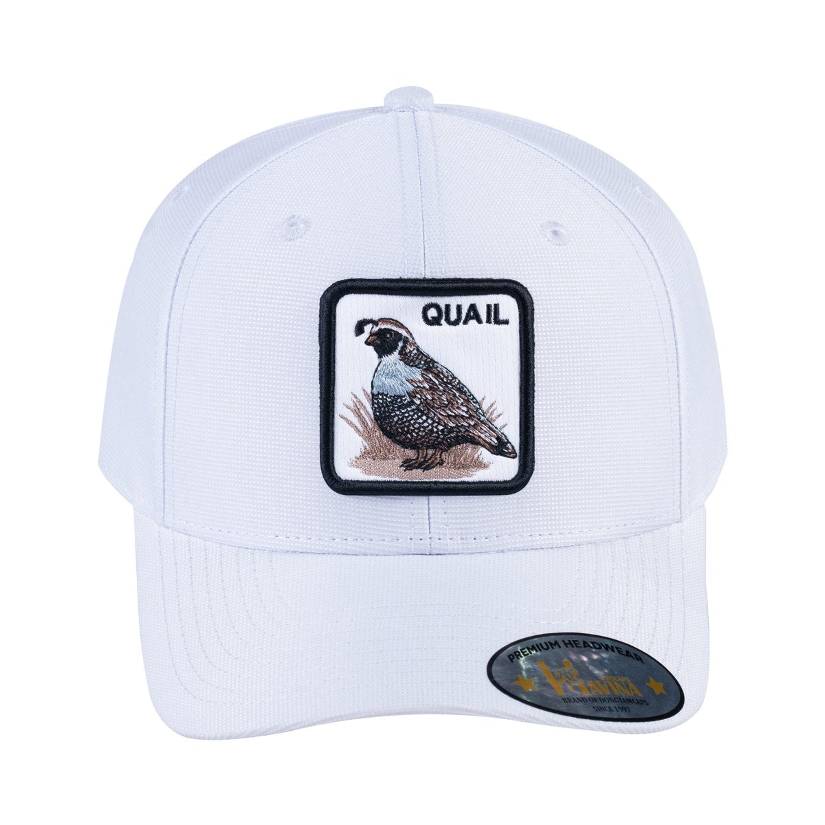 Unisex V2 Embroidered The Quail, 6-Panel Baseball Cap, White/White, Adjustable Fit