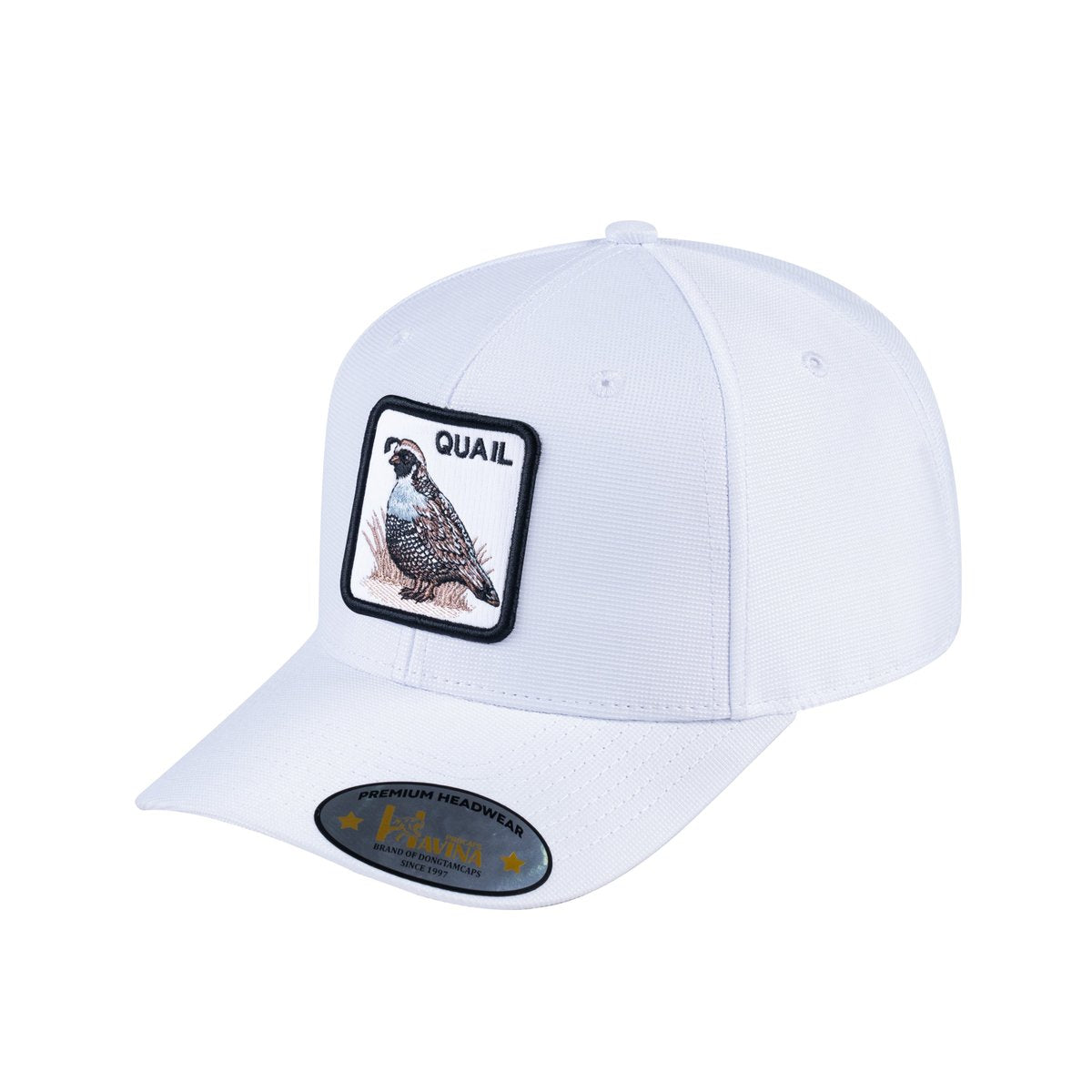 Unisex V2 Embroidered The Quail, 6-Panel Baseball Cap, White/White, Adjustable Fit