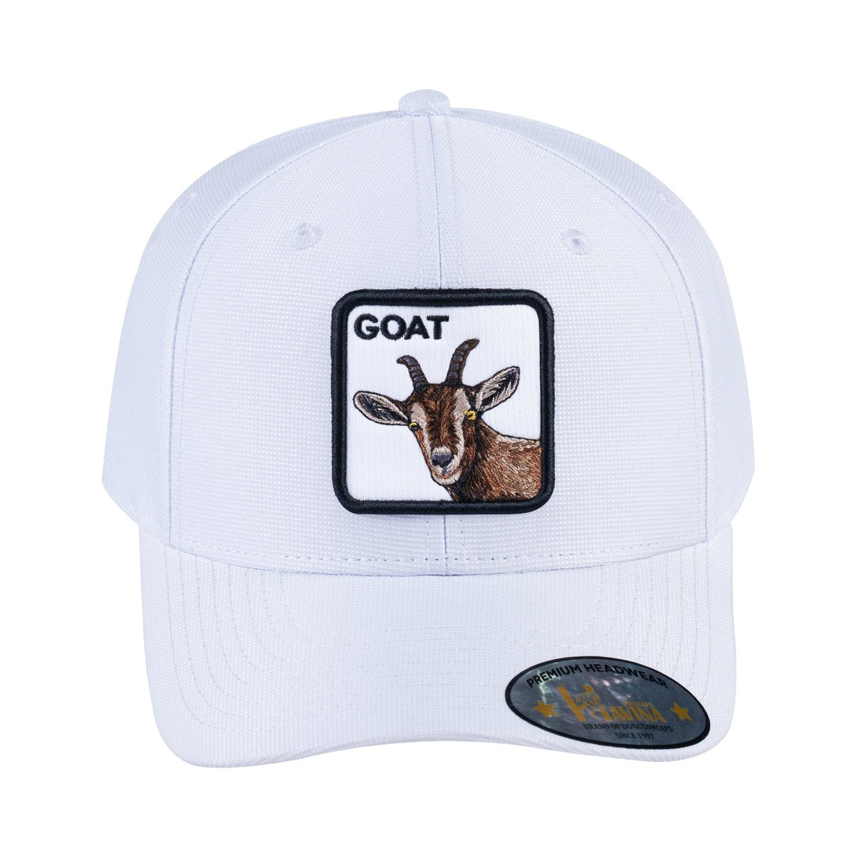 Unisex V2 Embroidered The Goat, 6-Panel Baseball Cap, White/White, Adjustable Fit