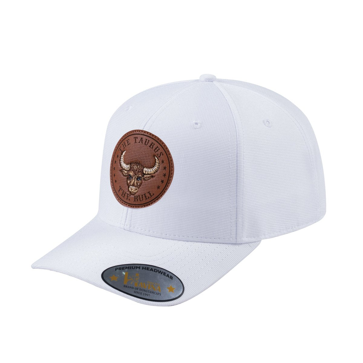 Unisex V2 Embroidered And Laser-Engraved Taurus Zodiac (April 20, May 20), 6-Panel Baseball Cap, White/White, Adjustable Fit