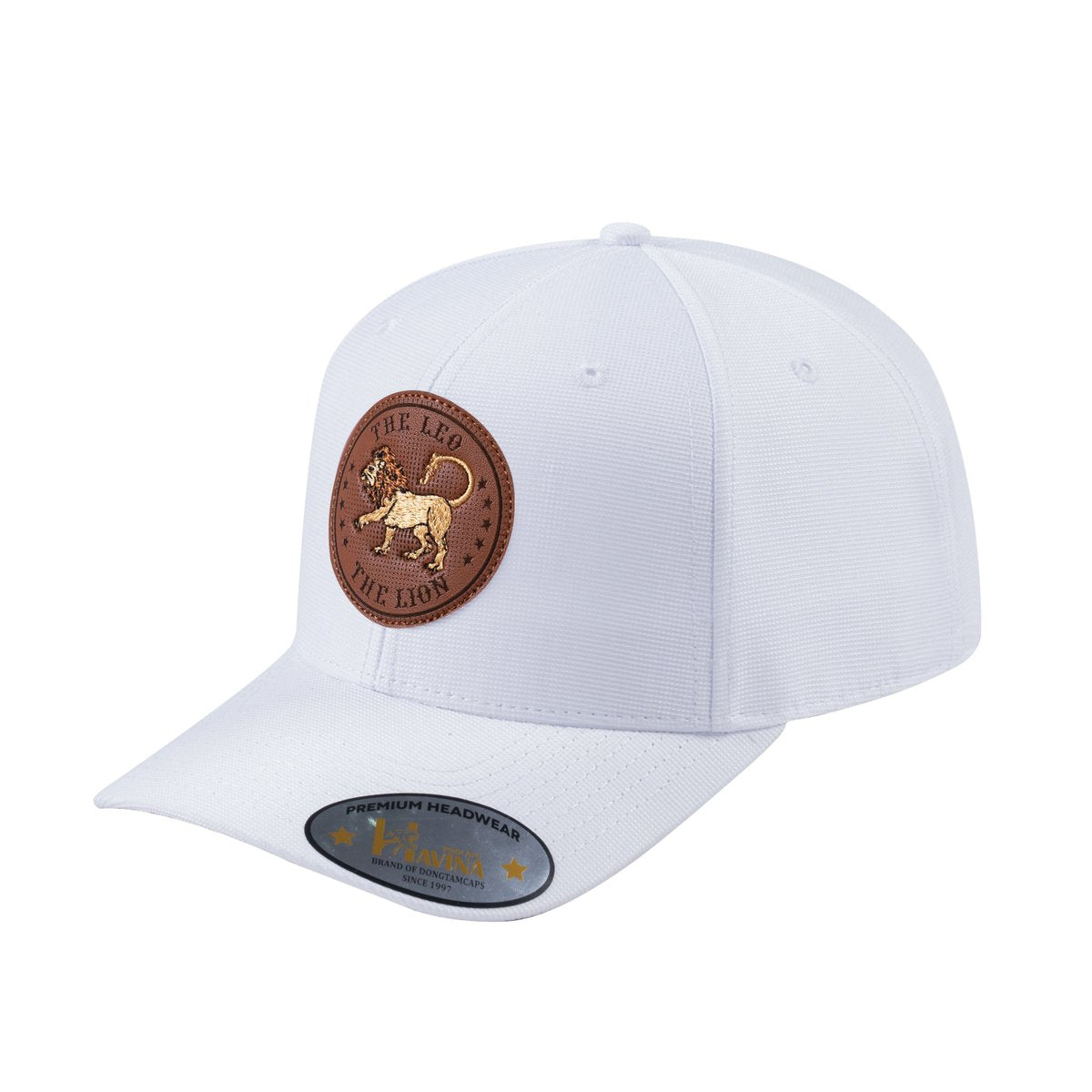 Unisex V2 Embroidered And Laser-Engraved Leo Zodiac (July 23, August 22), 6-Panel Baseball Cap, White/White, Adjustable Fit