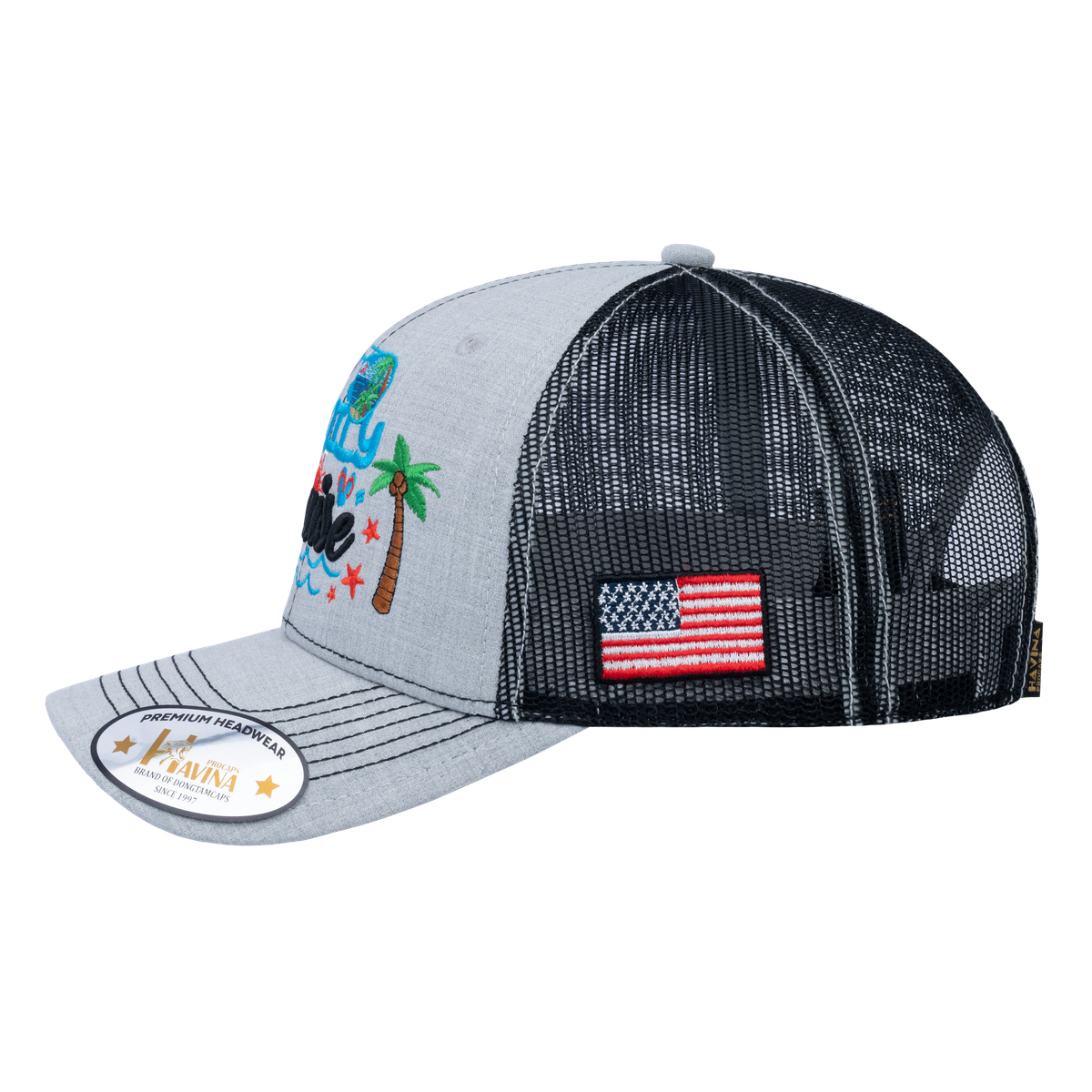 Unisex Embroidered Family Cruise, Traveling, 6-Panel Trucker Hat, Light Gray/Black, Classic, Adjustable Fit