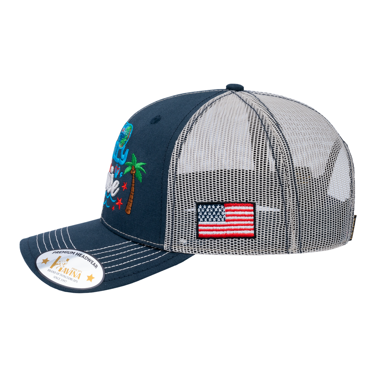Unisex Embroidered Family Cruise, Traveling, 6-Panel Trucker Hat, Navy/Beige, Classic, Adjustable Fit