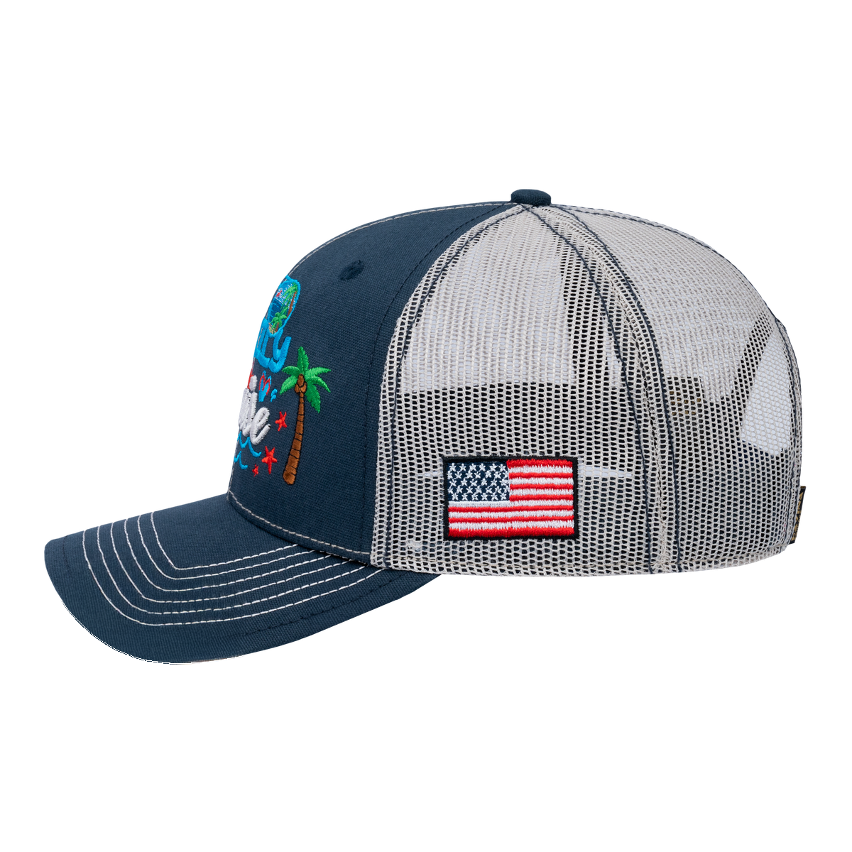 Unisex Embroidered Family Cruise, Traveling, 6-Panel Trucker Hat, Navy/Beige, Classic, Adjustable Fit