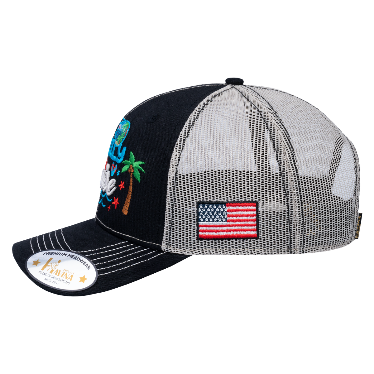 Unisex Embroidered Family Cruise, Traveling, 6-Panel Trucker Hat, Black/Beige, Classic, Adjustable Fit