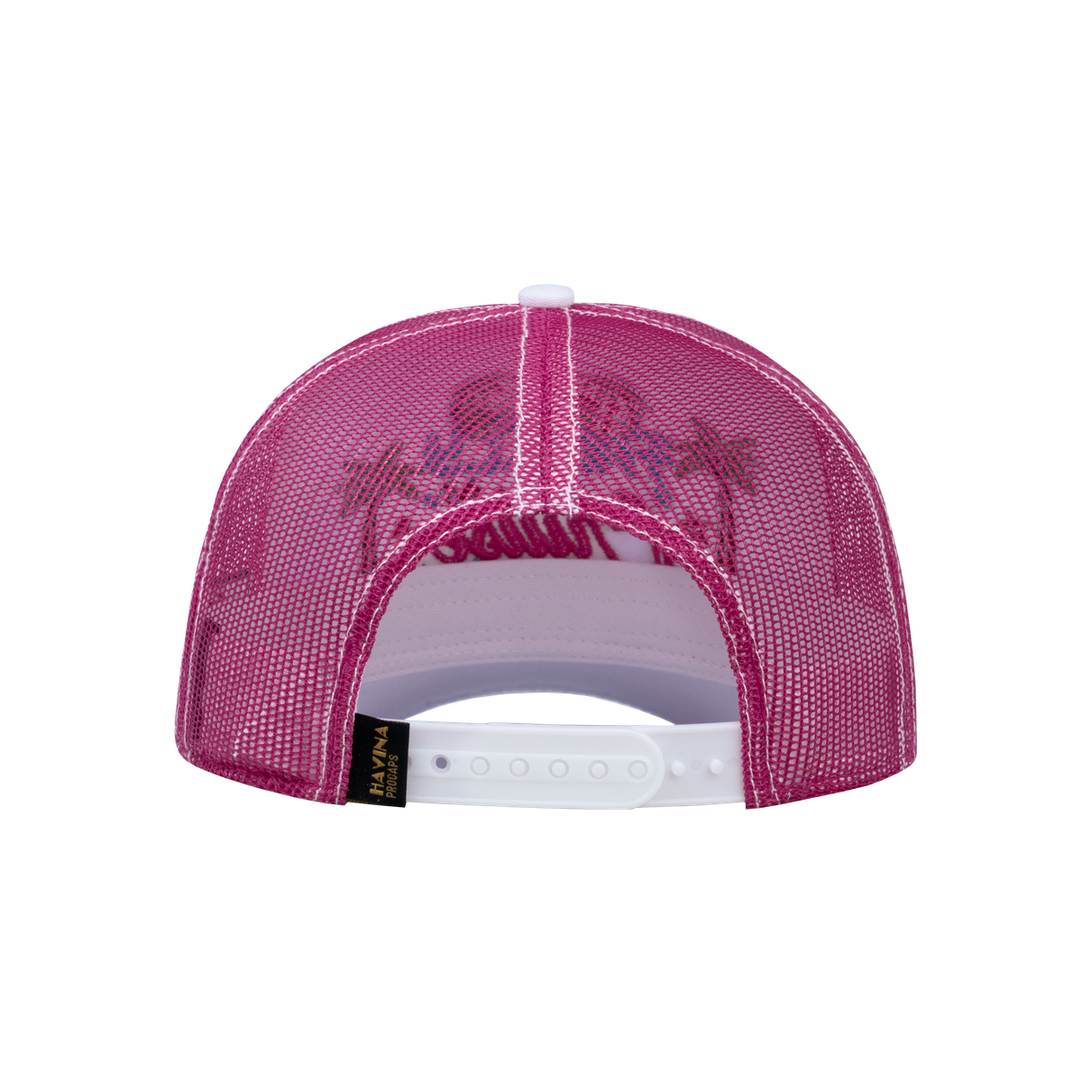 Unisex Embroidered Family Cruise, Traveling, 6-Panel Trucker Hat, White/Pink, Zig Zag, Adjustable Fit