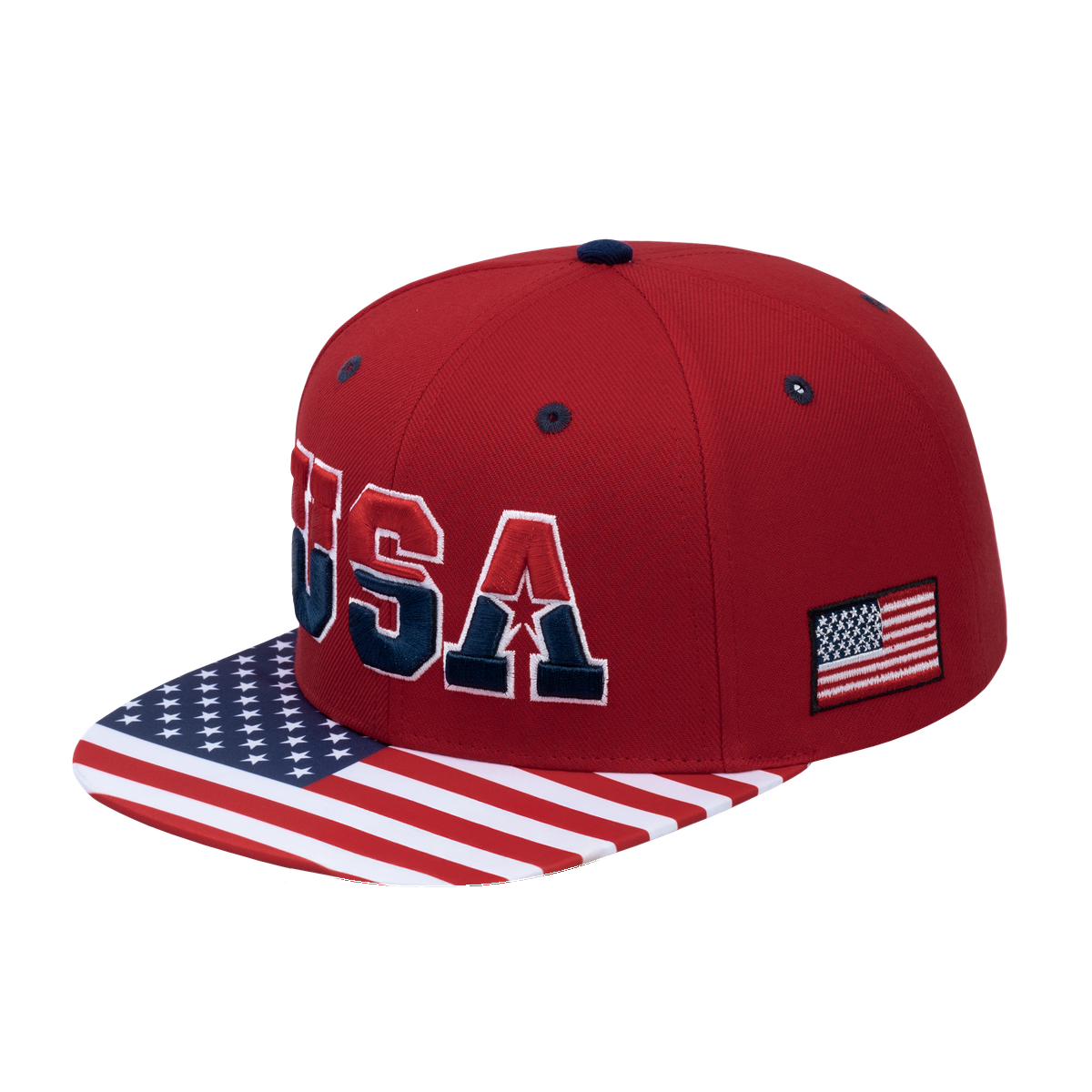 Classic US American Flag 6-Panel Snapback Flat Bill Baseball Cap