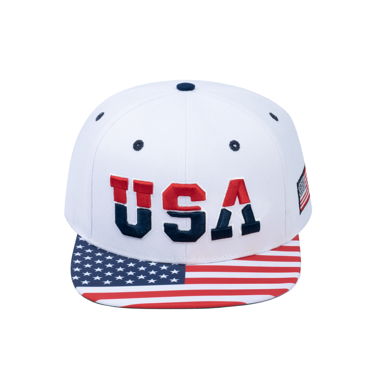 Classic US American Flag 6-Panel Snapback Flat Bill Baseball Cap