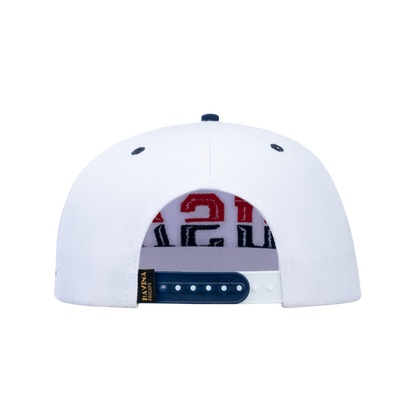 Classic US American Flag 6-Panel Snapback Flat Bill Baseball Cap with White front and White back
