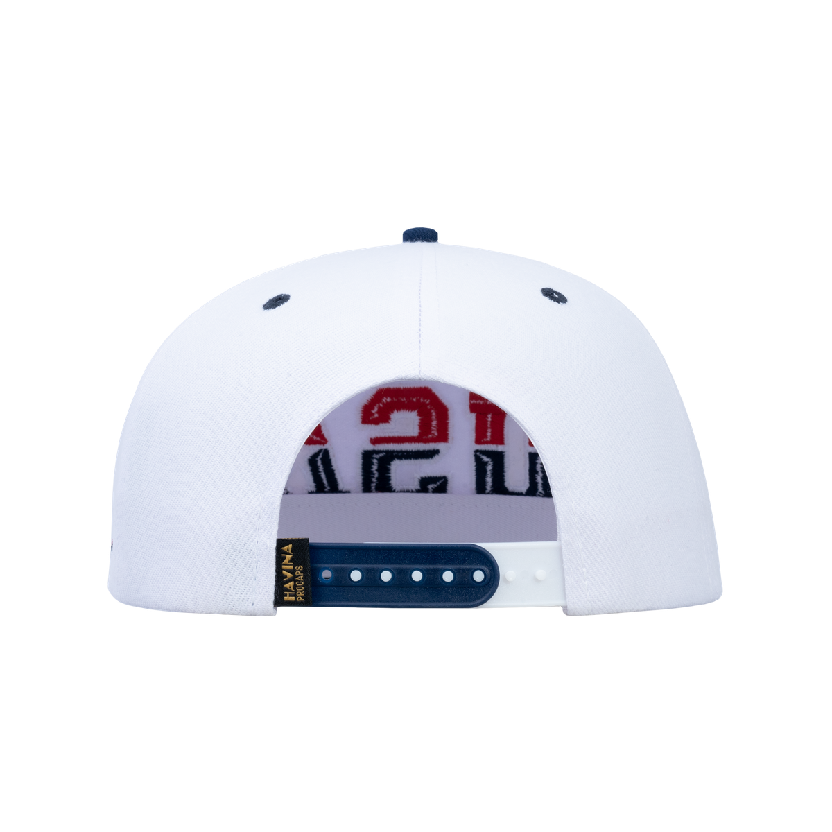 Classic US American Flag 6-Panel Snapback Flat Bill Baseball Cap with White front and White back