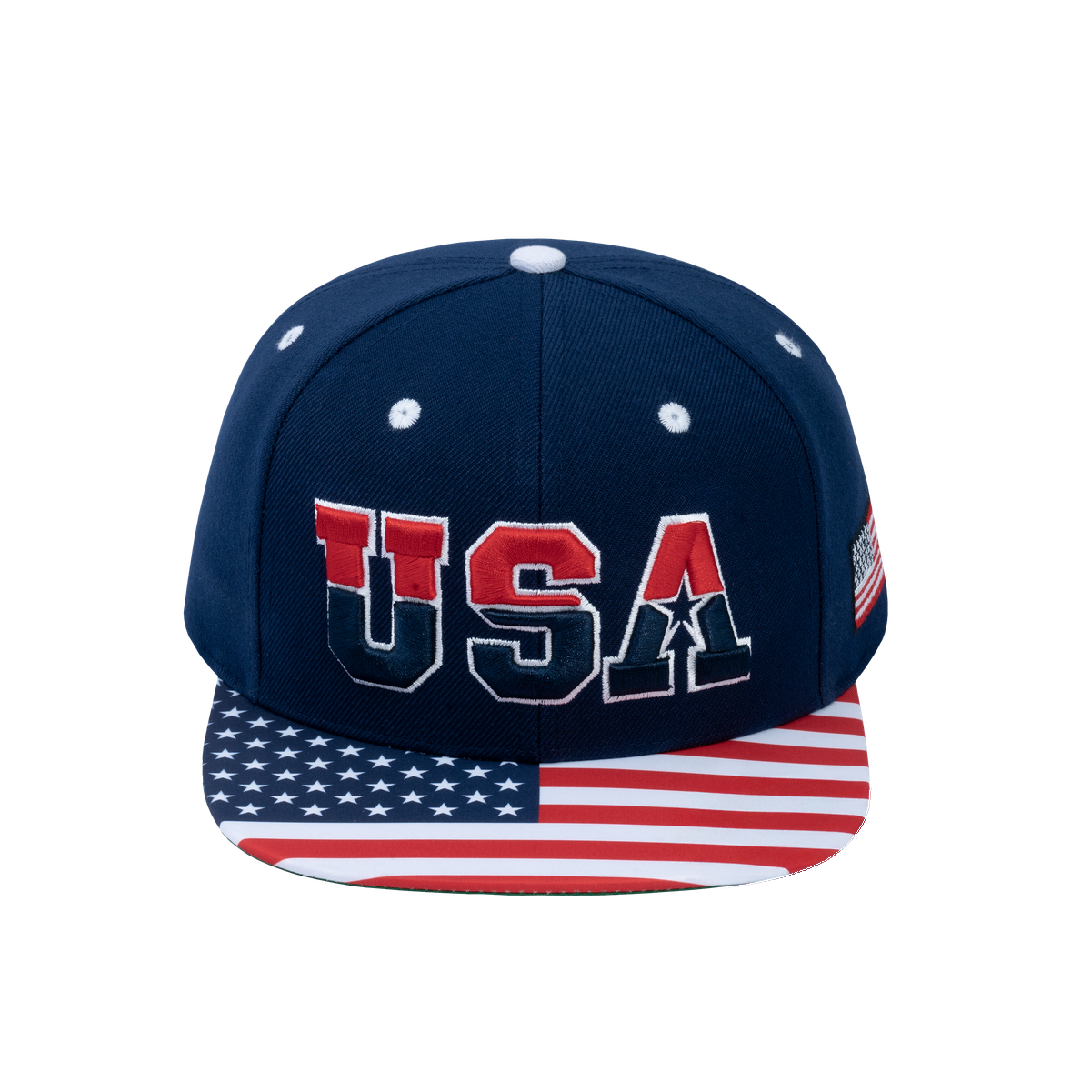 Classic US American Flag 6-Panel Snapback Flat Bill Baseball Cap