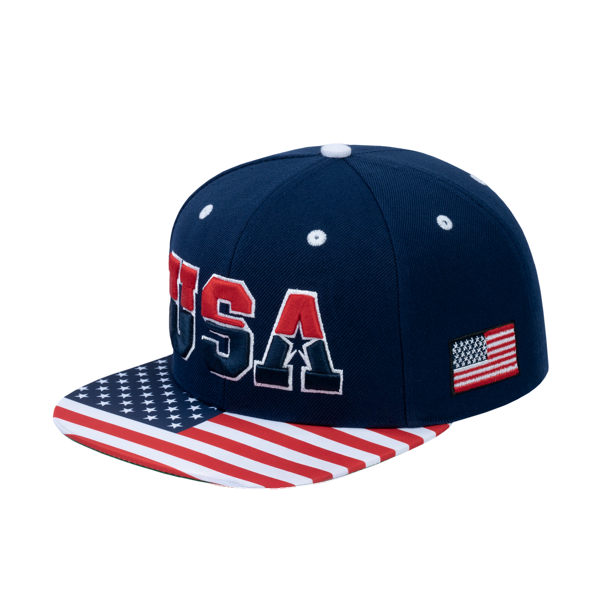 Classic US American Flag 6-Panel Snapback Flat Bill Baseball Cap