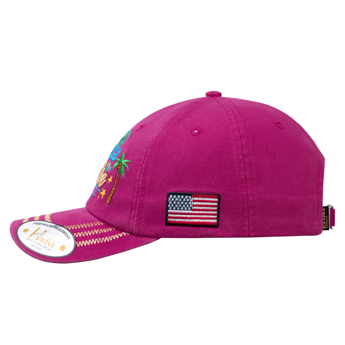 Unisex Embroidered Family Cruise, Traveling, 6-Panel Baseball Cap, Pink, Zig Zag, Adjustable Fit