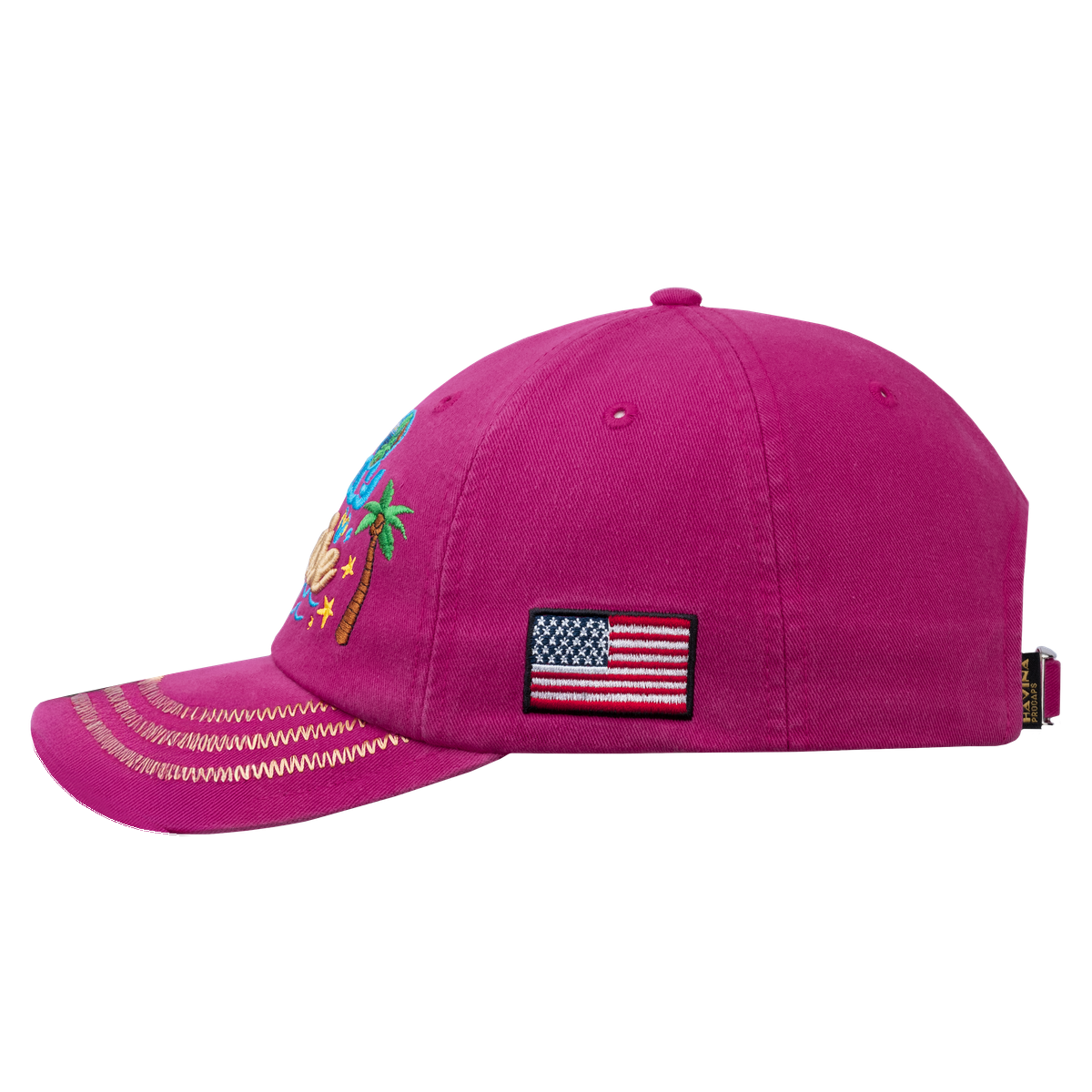 Unisex Embroidered Family Cruise, Traveling, 6-Panel Baseball Cap, Pink, Zig Zag, Adjustable Fit