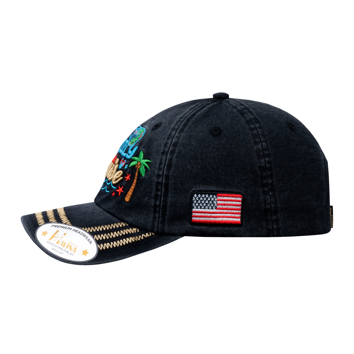 Unisex Embroidered Family Cruise, Traveling, 6-Panel Baseball Cap, Black, Zig Zag, Adjustable Fit